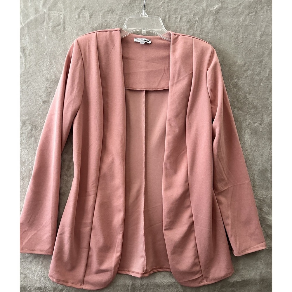 Fashion Nova Blazer Medium Womens ‎ Pink Collarless Preppy Coastal Career Work